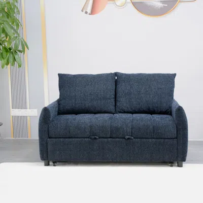 Streamdale Furniture Streamdale 58" Navy Fabric Futon Sofa Bed - Adjustable Backrest