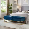 Streamdale Furniture Streamdale 58.6" Bed Bench Metal Base With Storage Navy Blue Velvet