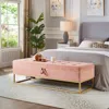 Streamdale Furniture Streamdale 58.6" Bed Bench Metal Base With Storage Pink Velvet