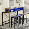 Streamdale Furniture Streamdale 59" Bar Table Set With Power, Led & 3 Stools