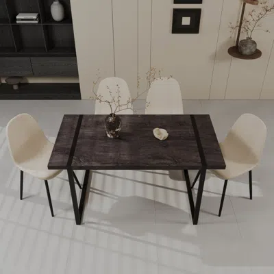 Streamdale Furniture Streamdale 59" Black Dining Table & 4 Suede Chairs