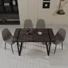 Streamdale Furniture Streamdale 59" Black Dining Table & 4 Suede Chairs