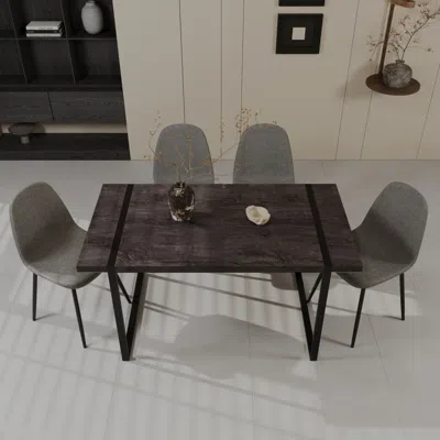 Streamdale Furniture Streamdale 59" Black Dining Table & 4 Suede Chairs