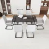 Streamdale Furniture Streamdale 59" Black Mdf Dining Set: Table & 4 Pu Armless Chairs