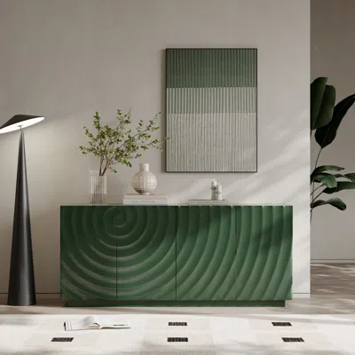 Streamdale Furniture Streamdale 59" Green Mid-century Modern Sideboard Buffet Cabinet