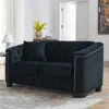 Streamdale Furniture Streamdale 59" Modern Chesterfield Velvet Sofa - Black In Blue