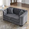Streamdale Furniture Streamdale Classic Chesterfield Sofa Velvet Upholstery In Gray