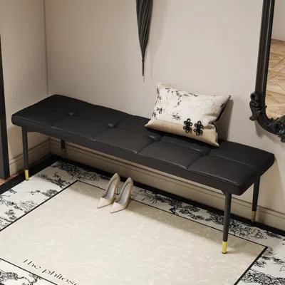 Streamdale Furniture Streamdale 59" Shoe Bench With Cushion And Metal Legs