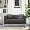 Streamdale Furniture Streamdale 59.4 Inch Wide Grey Velvet Sofa With Jeweled Buttons