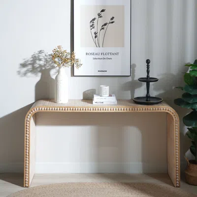 Streamdale Furniture Streamdale 59in Natural Wood Console Table With Wood Beads