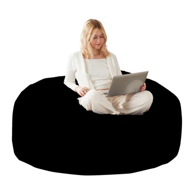Streamdale Furniture Streamdale 5ft Memory Foam Bean Bag Chair - Soft Flannel Cover In Black