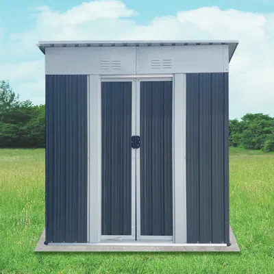 Streamdale Furniture Streamdale 5ftx3ft Grey Garden Shed - Aluminum Frame, Sliding Door