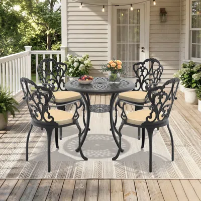 Streamdale Furniture Streamdale 5-piece Cast Aluminum Patio Furniture Set With Cushions