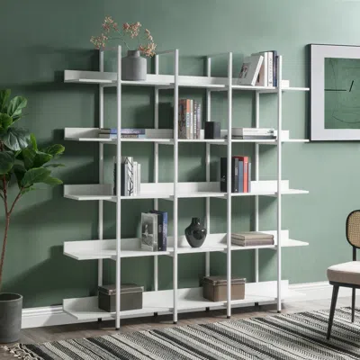 Streamdale Furniture Streamdale 5-tier Vintage Industrial Open Bookshelf With Metal Frame