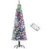 Streamdale Furniture Streamdale 6 Ft Pre-lit Pencil Christmas Tree Dual Color Led Lights Flocked In Multi