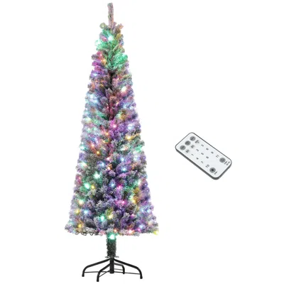 Streamdale Furniture Streamdale 6 Ft Pre-lit Pencil Christmas Tree Dual Color Led Lights Flocked In Multi