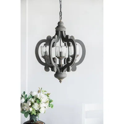 Streamdale Furniture Streamdale 6-light Farmhouse Wood Chandelier - Bulb Not Included In Gray