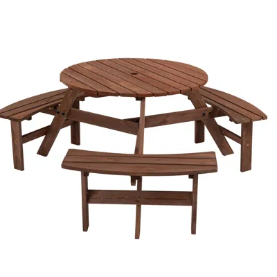 Streamdale Furniture Streamdale 6-person Circular Wooden Picnic Table - 1720lb Capacity