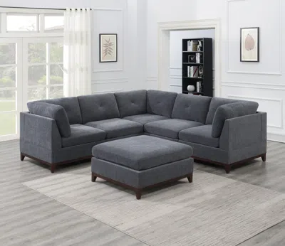 Streamdale Furniture Streamdale 6-piece Chenille Modular Sectional With Ottoman