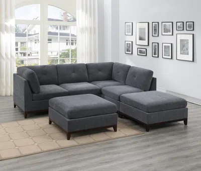 Streamdale Furniture Streamdale 6-piece Chenille Modular Sectional With Ottoman