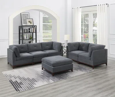 Streamdale Furniture Streamdale 6-piece Chenille Modular Sectional With Ottoman