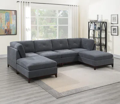 Streamdale Furniture Streamdale 6-piece Chenille Modular Sectional With Ottoman