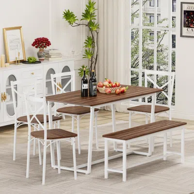 Streamdale Furniture Streamdale 6-piece Dining Set: Kitchen Table For Small Spaces In Brown