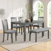 Streamdale Furniture Streamdale 6-piece Dining Set: Table, 4 Chairs & Bench - Grey In Gray