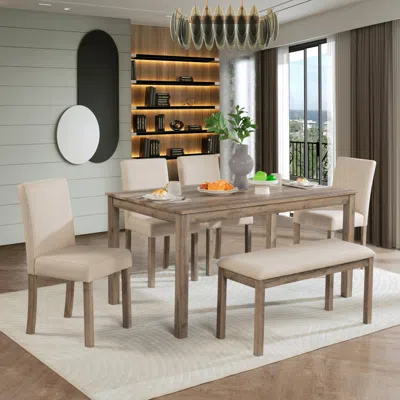 Streamdale Furniture Streamdale 6-piece Dining Set With Upholstered Chairs And Bench