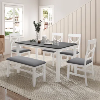 Streamdale Furniture Streamdale 6-piece Dining Table Set With Upholstered Seating In Gray