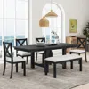 Streamdale Furniture Streamdale 6-piece Farmhouse Dining Set With Extendable Table