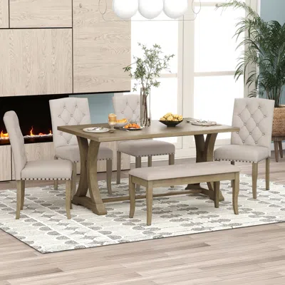 Streamdale Furniture Streamdale 6-piece Farmhouse Dining Table Set