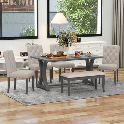 Streamdale Furniture Streamdale 6-piece Farmhouse Dining Table Set