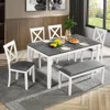Streamdale Furniture Streamdale 6-piece Grey & White Dining Set With Bench