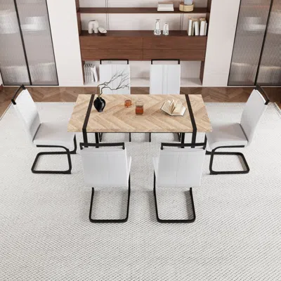 Streamdale Furniture Streamdale 6-piece Industrial Mdf Table And Pu Dining Chair Set
