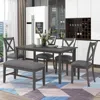Streamdale Furniture Streamdale 6-piece Kitchen Dining Table Set Wooden Rectangular Dining Table