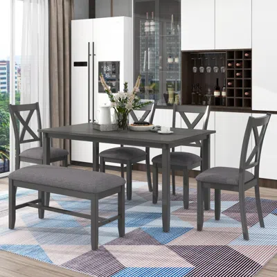 Streamdale Furniture Streamdale 6-piece Kitchen Dining Table Set Wooden Rectangular Dining Table