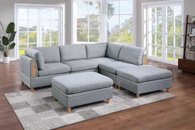 Streamdale Furniture Streamdale 6 Piece Light Grey Modular Sofa Set