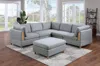 Streamdale Furniture Streamdale 6-piece Light Grey Sofa Set: 3 Corners, 2 Chairs, Ottoman