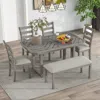 Streamdale Furniture Streamdale 6-piece Rubberwood Dining Table Set With Beautiful Wood Grain