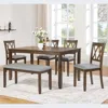 Streamdale Furniture Streamdale 6-piece Walnut Dining Set: Table, 4 Chairs & Bench In Brown