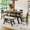 Streamdale Furniture Streamdale 6-piece Wooden Counter Height Dining Set With Bench In Brown