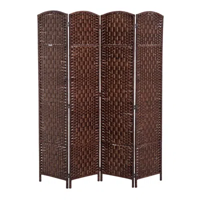 Streamdale Furniture Streamdale 6' Tall Wicker Weave 4 Panel Room Divider Privacy Screen - Brown