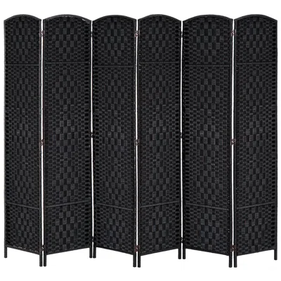 Streamdale Furniture Streamdale 6' Tall Wicker Weave 6 Panel Room Divider Privacy Screen - Black