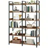Streamdale Furniture Streamdale 6-tier Industrial Bookshelf, 67" Open Shelf Bookcase, Metal Frame, Brown In Brown