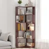 Streamdale Furniture Streamdale 6 Tier L-shaped Corner Bookshelf - Wooden Bookcase With Anti-tip Device (dark Red)
