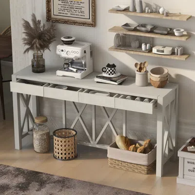 Streamdale Furniture Streamdale 60" Acacia Console Table - Crisscross Design & 4 Drawers