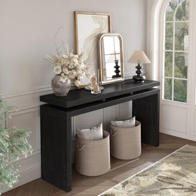 Streamdale Furniture Streamdale 60" Black Farmhouse Console Table - Retro Entryway/sofa Table