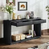 Streamdale Furniture Streamdale 60" Modern 2-drawer Fluted Console Table - Natural Wood Veneer Sofa Table