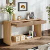 Streamdale Furniture Streamdale 60" Modern 2-drawer Fluted Console Table - Natural Wood Veneer Sofa Table In Brown
